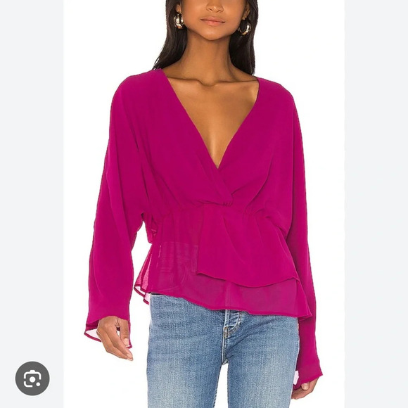 Revolve Anaya Blouse in Magenta - Picture 1 of 13